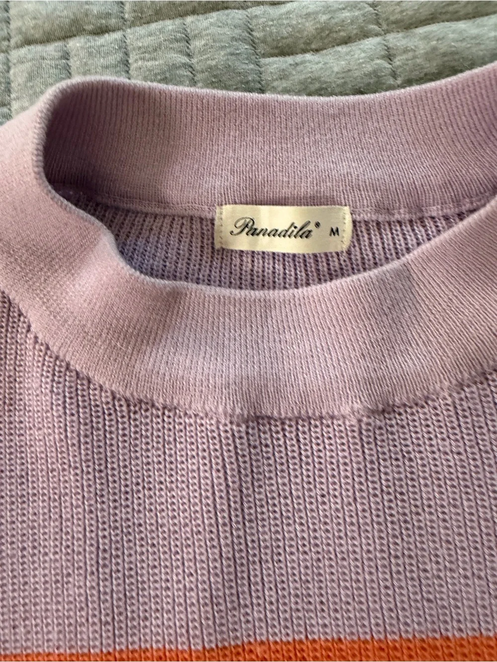 Lilac and Orange Striped Knit Sweater Set size M